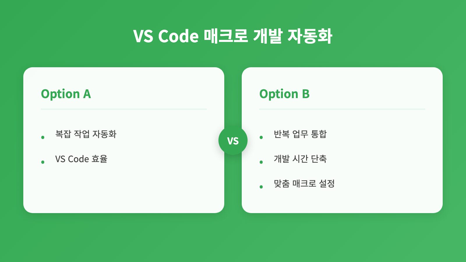 VS Code 매크로 개발 자동화 - 비교: 복잡 작업 자동화, VS Code 효율, 반복 업무 통합 외 2개